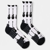 Zwart-wit Pop Art elektrische gitaar Sokken (Rechts)