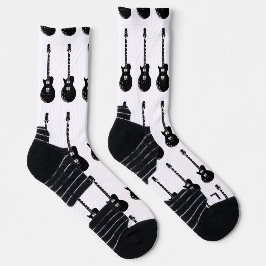 Zwart-wit Pop Art elektrische gitaar Sokken (Rechts)
