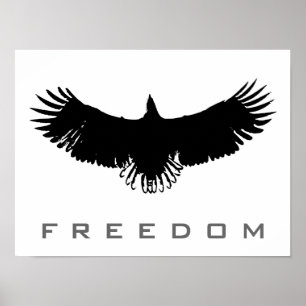 Zwart Wit Pop Art Freedom Eagle Landing Poster