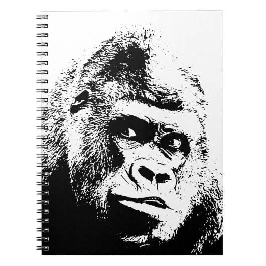 Zwart-Wit Pop Art Gorilla Notitieboek (Voorkant)