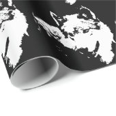 Zwart & Wit Pop Art Grijze Wolf Cadeaupapier (Rol Hoek)