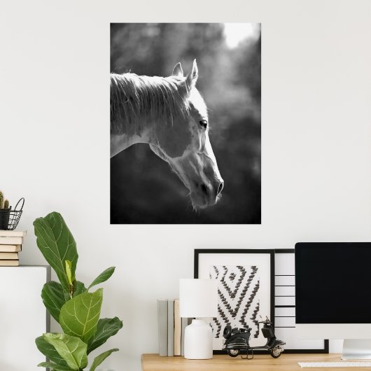 Zwart-wit Pop Art Horse Print Poster (Thuiskantoor)
