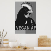 Zwart & Wit Pop Art Kip Poster Vegan AF (Keuken)