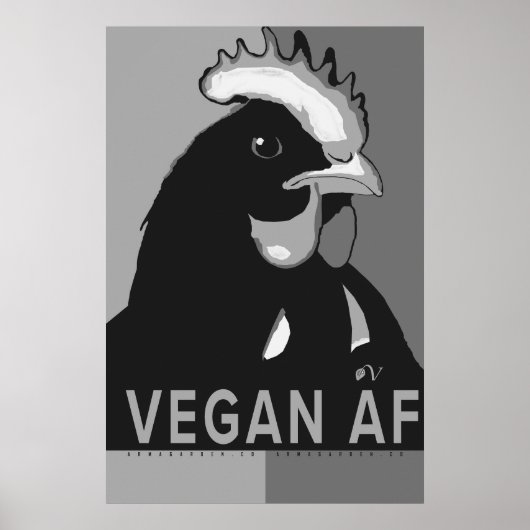 Zwart & Wit Pop Art Kip Poster Vegan AF (Voorkant)