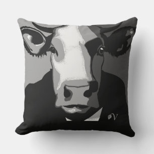 Zwart-wit Pop Art Koe Kussen