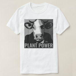 Zwart-wit Pop Art Koe Tshirt Plant Power