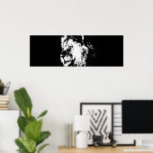 Zwart Wit Pop Art Lion Door Poster (Thuiskantoor)