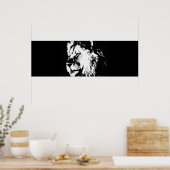Zwart Wit Pop Art Lion Door Poster (Keuken)