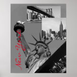 Zwart-wit Pop Art New York City Poster<br><div class="desc">American Iconic Symbols - Historisch beeld van Liberty Close-up Foto digitaal bewerkt Poster Artwork</div>