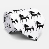 Zwart & Wit Pop Art Paard Silhouet Necktie Stropdas (Opgerold)