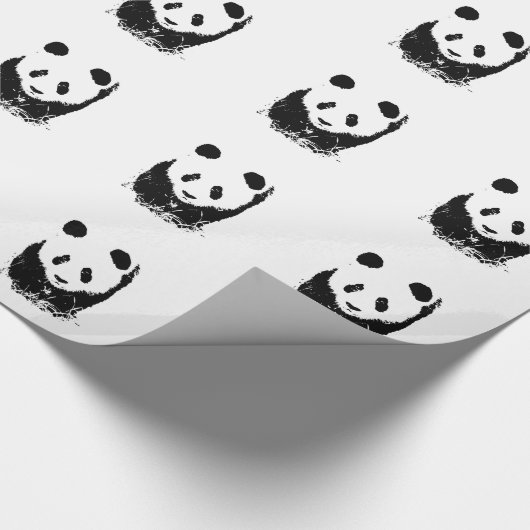 Zwart wit Pop Art Panda inpakpapier (Hoek)