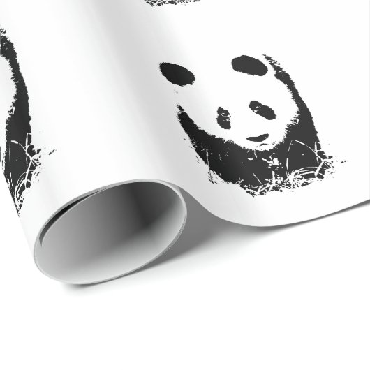 Zwart wit Pop Art Panda inpakpapier (Rol Hoek)