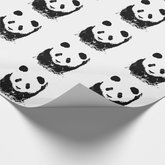 Zwart wit Pop Art Panda inpakpapier (Hoek)