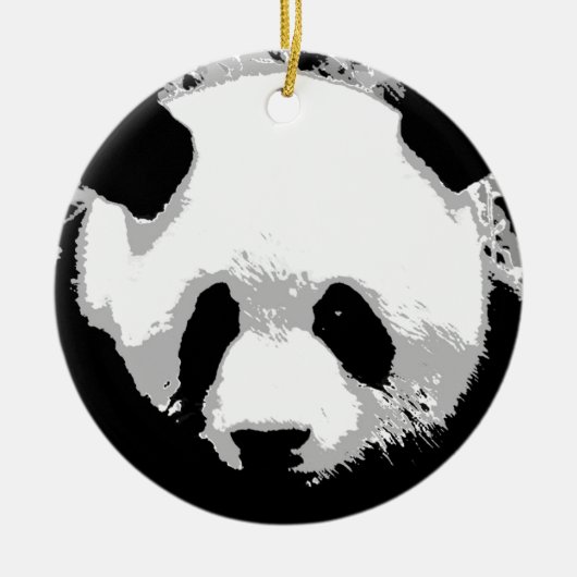 Zwart Wit Pop Art Panda Kerstboom Ornament (Voorkant)