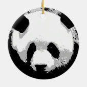 Zwart Wit Pop Art Panda Kerstboom Ornament (Achterkant)