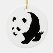 Zwart Wit Pop Art Panda Kerstboom Ornament (Voorkant)
