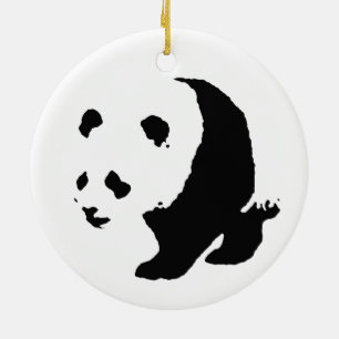 Zwart Wit Pop Art Panda Kerstboom Ornament