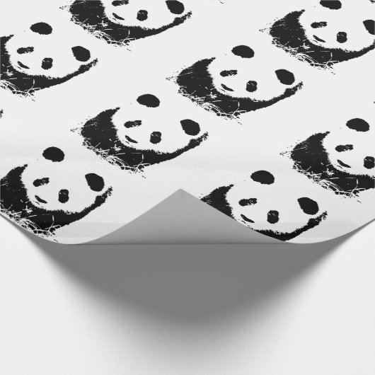 Zwart & Wit Pop Art Panda Wrapping Papier (Hoek)