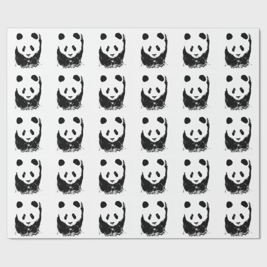 Zwart & Wit Pop Art Panda Wrapping Papier (Vlak)