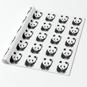 Zwart & Wit Pop Art Panda Wrapping Papier