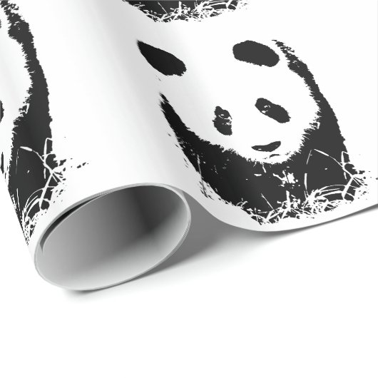 Zwart & Wit Pop Art Panda Wrapping Papier (Rol Hoek)