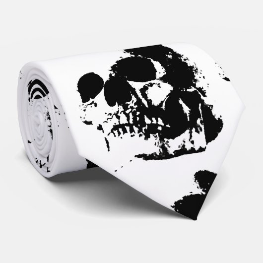 Zwart & Wit Pop Art Schedel Stropdassen (Opgerold)