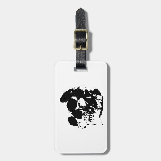 Zwart & Wit Pop Art Skull Bagagelabel (Voorkant verticaal)