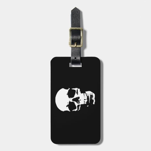 Zwart-wit Pop Art Skull Travel Bag Label Bagagelabel (Voorkant verticaal)