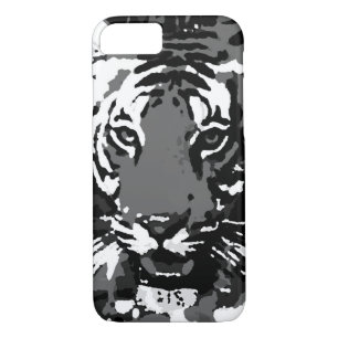 Zwart Wit Pop Art Tiger iPhone 7 Hoesje