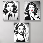 Zwart-wit Pop Art Triptych Canvas Schuimkern Fototegel<br><div class="desc">Introductie van het 'Black & White Elegance Revival Collectie' - een prachtig pop art drieluik doek dat tijdloze sophisticatie brengt naar uw ruimte. Met drie panelen in zwart-wit legt deze set de essentie van moderne elegantie vast met een retro twist. Perfect voor het toevoegen van een gedurfde uitspraak aan uw...</div>