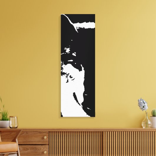 Zwart & Wit Pop Art Wolf Canvas Afdruk (Insitu (Woonkamer))