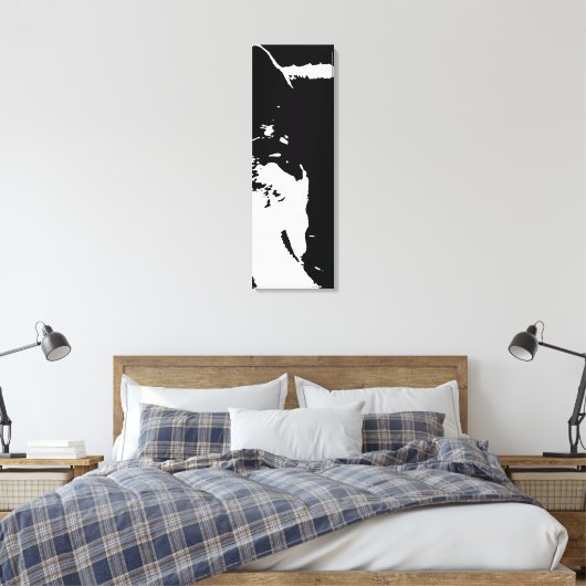 Zwart & Wit Pop Art Wolf Canvas Afdruk (Insitu (Slaapkamer))
