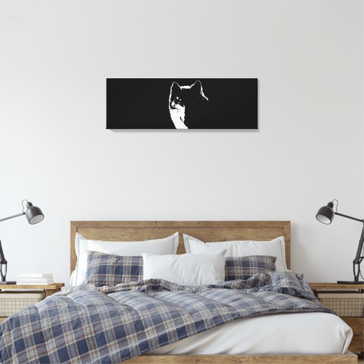 Zwart & Wit Pop Art Wolf Canvas Afdruk (Insitu (Slaapkamer))