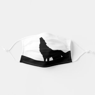 Zwart & Wit Pop Art Wolf Stoffen Mondkapje