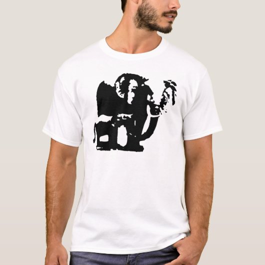 Zwart Wit Pop Kunst Baby & Moeder Olifanten T-shirt (Voorkant)