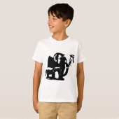 Zwart Wit Pop Kunst Baby & Moeder Olifanten T-shirt (Voorkant volledig)