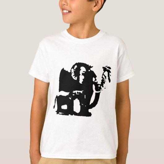 Zwart Wit Pop Kunst Baby & Moeder Olifanten T-shirt (Voorkant)