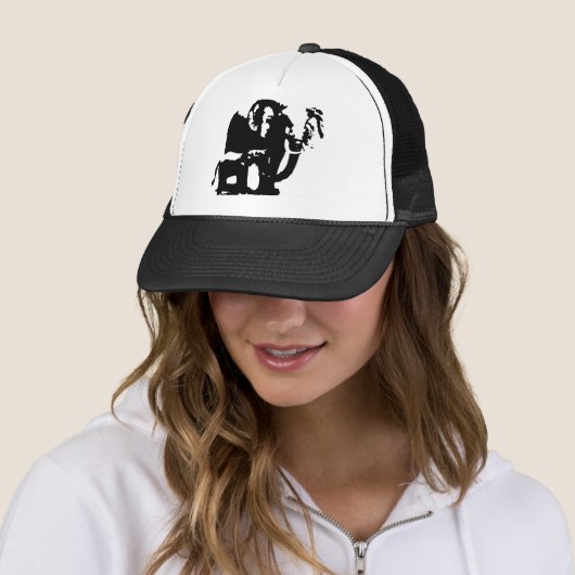 Zwart Wit Pop Kunst Baby & Moeder Olifanten Trucker Pet (In situ)