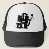 Zwart Wit Pop Kunst Baby & Moeder Olifanten Trucker Pet (Voorkant)