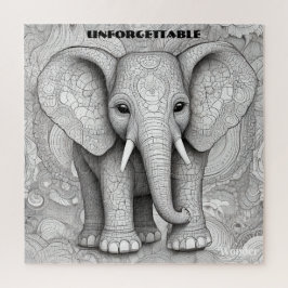 Zwart-wit Portret Gedetailleerde Olifant Art Legpuzzel
