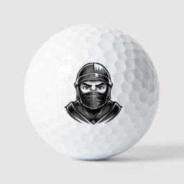 Zwart-wit portret hoofd mannelijke krijger ninja golfballen