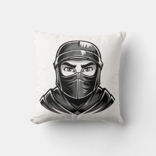 Zwart-wit portret hoofd mannelijke krijger ninja kussen
