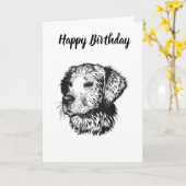 Zwart-wit portret met een gouden puppy kaart (Gele Bloem)