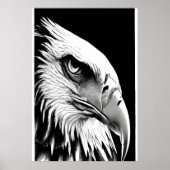 Zwart-wit portret van een adelaar | AI Art. Poster (Voorkant)