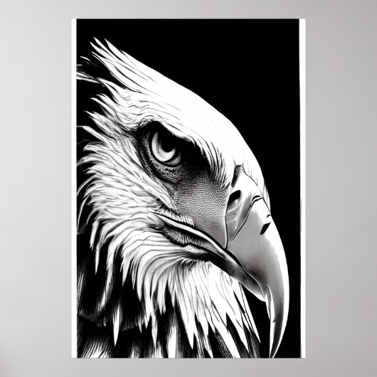 Zwart-wit portret van een adelaar | AI Art. Poster (Voorkant)