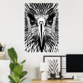 Zwart-wit portret van een adelaar | AI Art. Poster (Thuiskantoor)