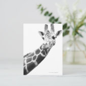 Zwart-wit portret van een giraffe briefkaart (Staand voorkant)