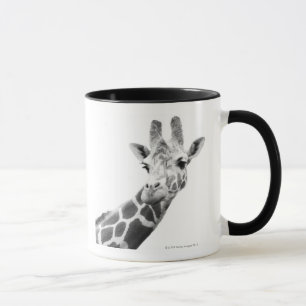 Zwart-wit portret van een giraffe mok