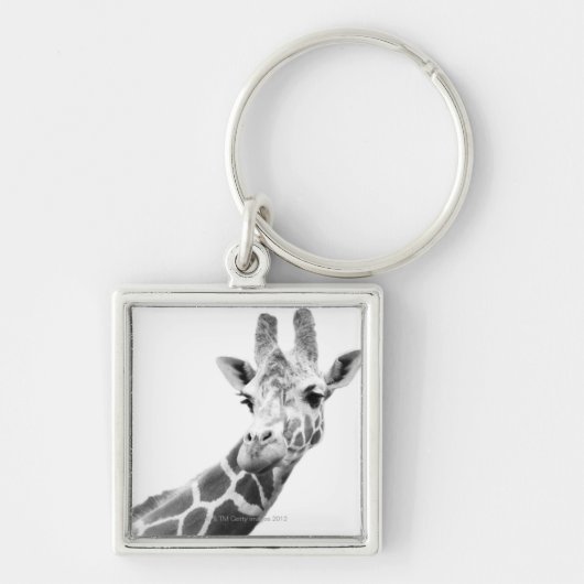 Zwart-wit portret van een giraffe sleutelhanger (Voorkant)
