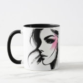 Zwart-wit portret van een jong meisje. mok (Links)